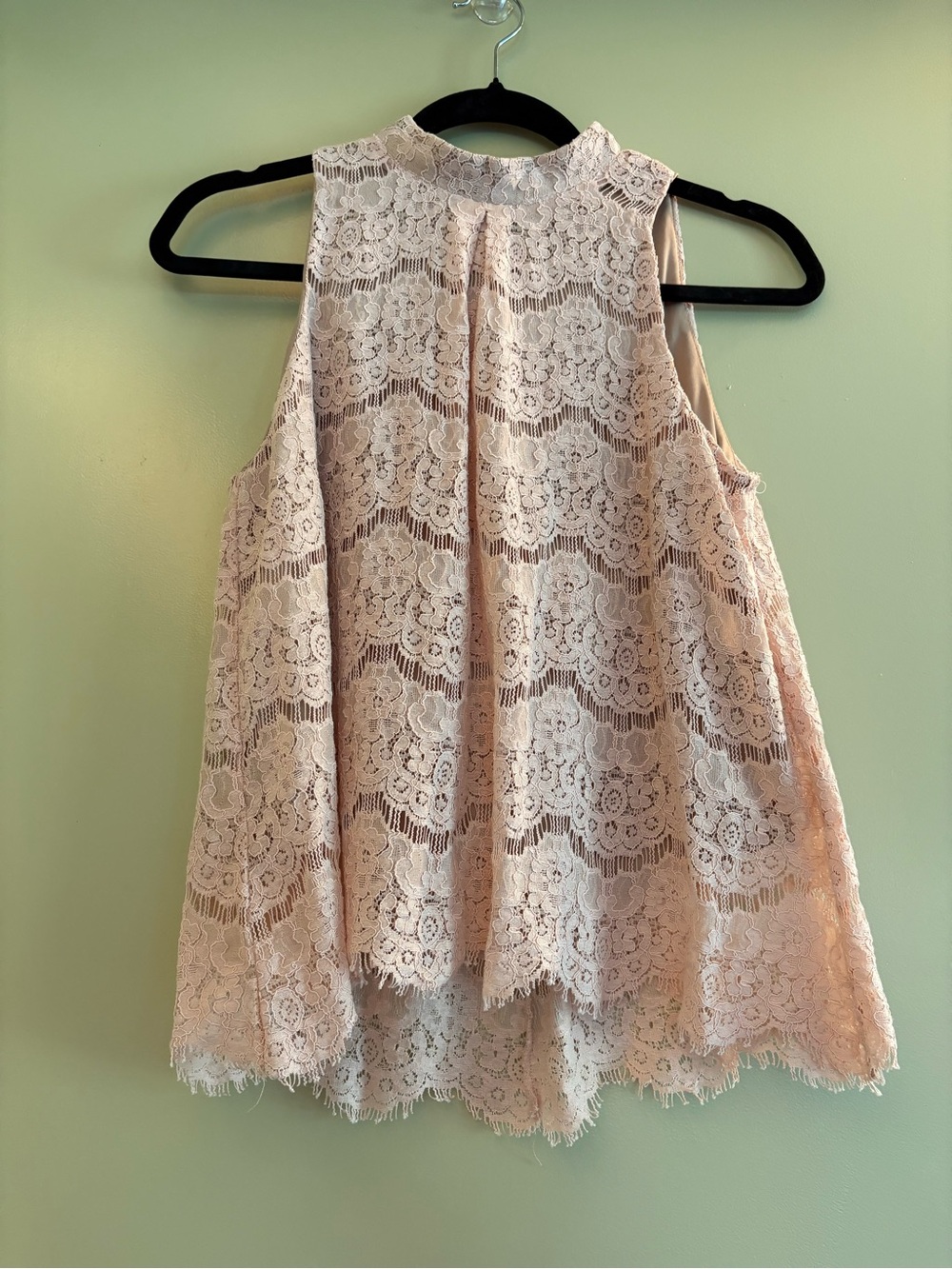 love, Fire Pink Lace High-Neck Sleeveless Tank